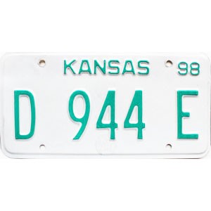 1998 Kansas Dealer License Plate #D944E