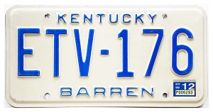 1998 Kentucky Temporary License Plate #ETV176