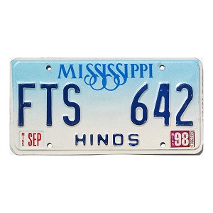 1998 Mississippi License Plate #FTS642