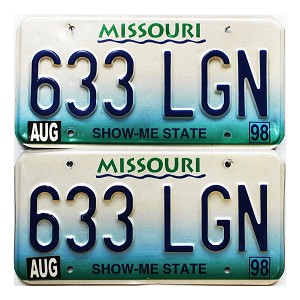 1998 Missouri License Plates Pair #633LGN