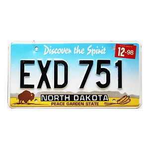 1998 North Dakota License Plate #EXD751