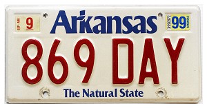 1999 Arkansas License Plate #869DAY