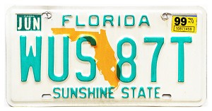 1999 Florida License Plate #WUS87T