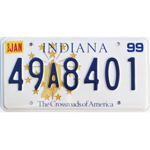 1999 Indiana License Plate #49A8401