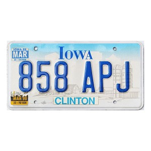 1999 Iowa License Plate #858APJ