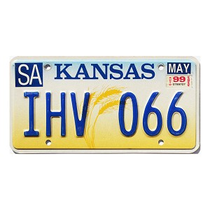 1999 Kansas License Plate #IHV066