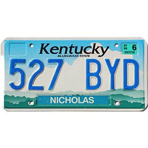 1999 Kentucky License Plate #527BYD