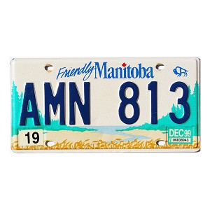 1999 Manitoba License Plate #AMN813