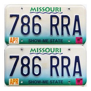 1999 Missouri License Plates Pair #786RRA