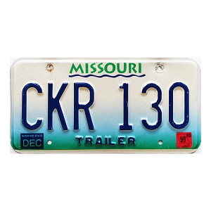 1999 Missouri Trailer License Plate #CKR130
