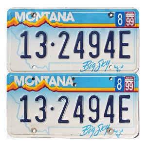 1999 Montana License Plates Pair #132494E