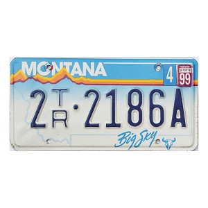 1999 Montana Trailer License Plate #2TR2186A
