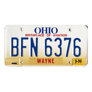 1999 Ohio License Plate #BFN6376