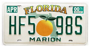 2000 Florida License Plate #HF598S