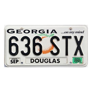 2000 Georgia License Plate #636STX