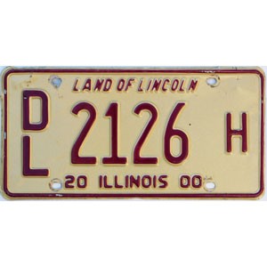 2000 Illinois Dealer License Plate #2126H