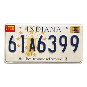 2000 Indiana License Plate #61A6399