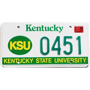 2000 Kentucky State University License Plate #451