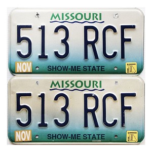 2000 Missouri License Plates Pair #513RCF