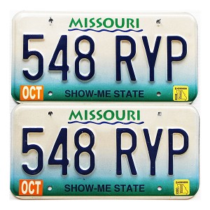 2000 Missouri License Plates Pair #548RYP