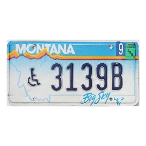 2000 Montana Disabled License Plate #3139B
