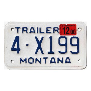 2000 Montana Trailer License Plate #4X199