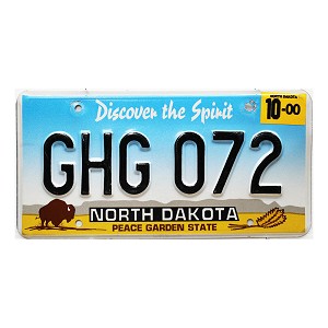 2000 North Dakota License Plate #GHG072