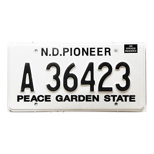 2000 North Dakota Pioneer License Plate #A36423