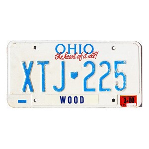 2000 Ohio License Plate #XTJ225