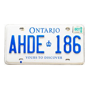 2000 Ontario License Plate #AHDE186