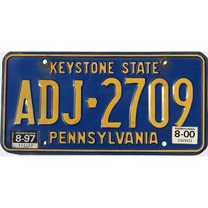 2000 Pennsylvania License Plate #ADJ2709