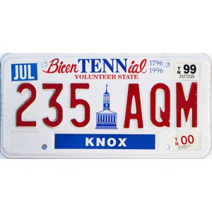 2000 Tennessee Bicentennial License Plate #235AQM