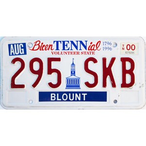 2000 Tennessee Bicentennial License Plate #295SKB