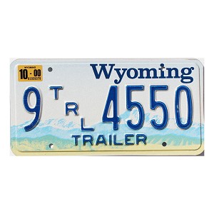 2000 Wyoming Trailer License Plate #94550