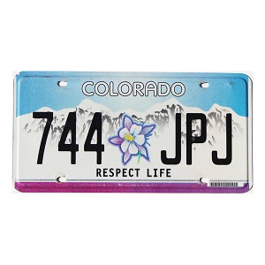 2001 Colorado Respect Life License Plate #744JPJ