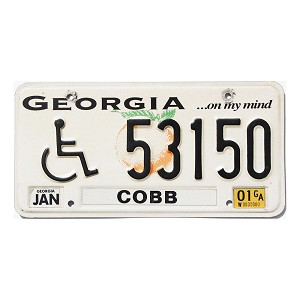 2001 Georgia Disabled License Plate #53150