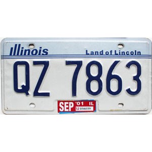 2001 Illinois License Plate #QZ7863