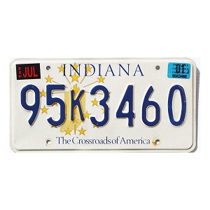 2001 Indiana License Plate #95K3460
