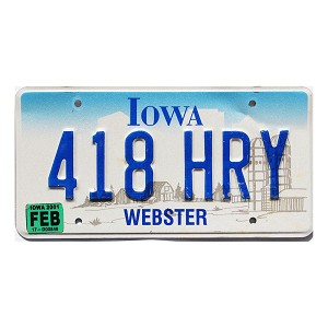 2001 Iowa License Plate #418HRY