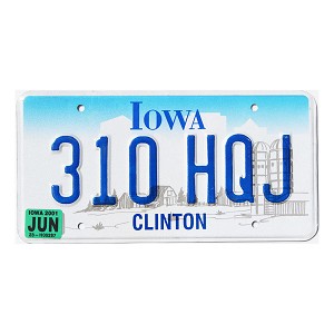 2001 Iowa License Plate #310HQJ