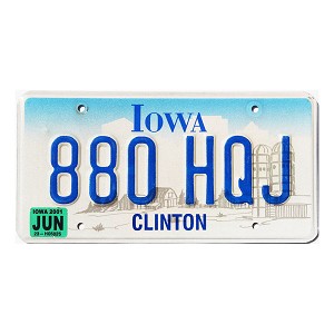 2001 Iowa License Plate #880HQJ