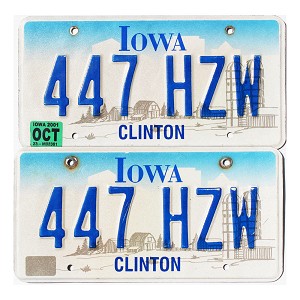 2001 Iowa License Plates Pair #447HZW