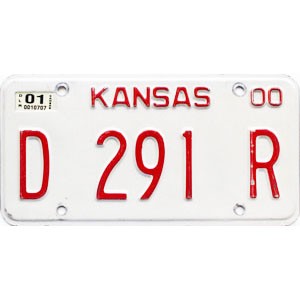 2001 Kansas Dealer License Plate #D291R