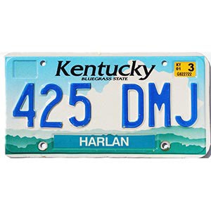 2001 Kentucky License Plate #425DMJ