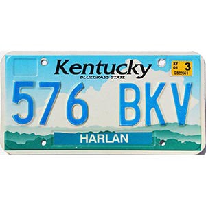2001 Kentucky License Plate #576BKV