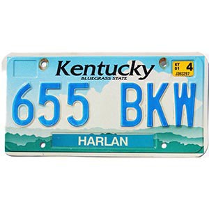 2001 Kentucky License Plate #655BKW