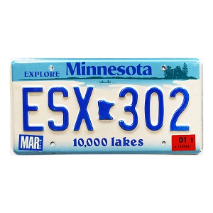 2001 Minnesota License Plate #ESX302