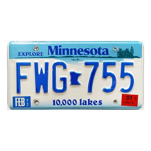 2001 Minnesota License Plate #FWG755