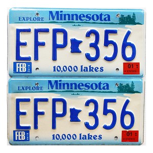 2001 Minnesota License Plates Pair #EFP356