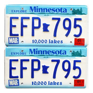 2001 Minnesota License Plates Pair #EFP795